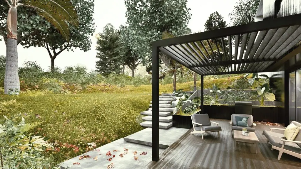 3D residential garden layout render in Saint Heliers crafted by Visionary Outdoor Solutions